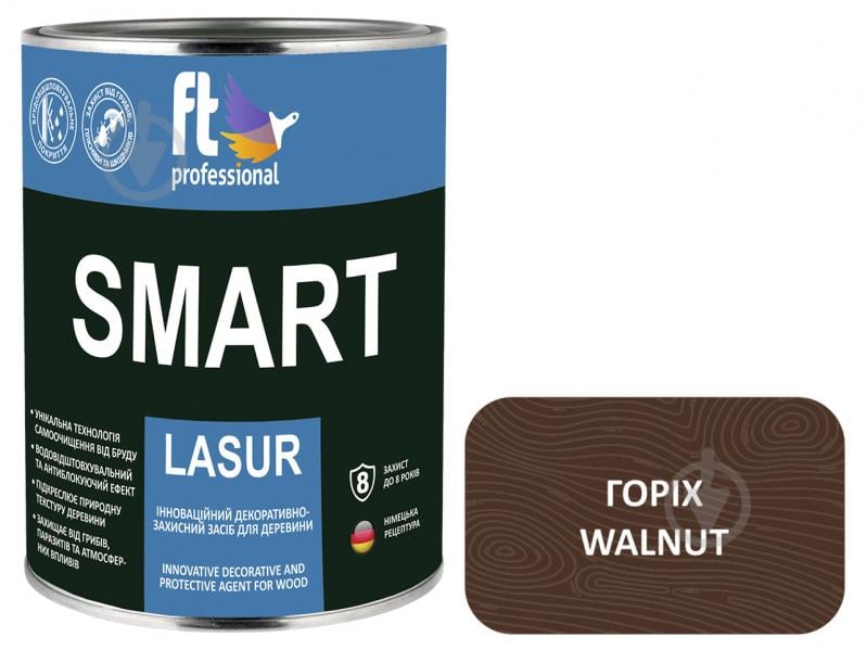 Захисний засіб FT Professional SMART LASUR горіх шовковистий мат 0,9 л - фото 1