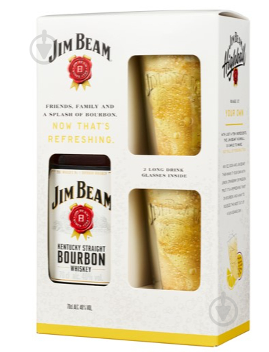 Бурбон Jim Beam White + 2 стакана Хайболл 0,7 л - фото 1