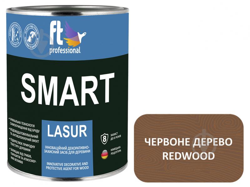 Защитное средство FT Professional SMART LASUR красное дерево шелковистый мат 0,9 л - фото 1