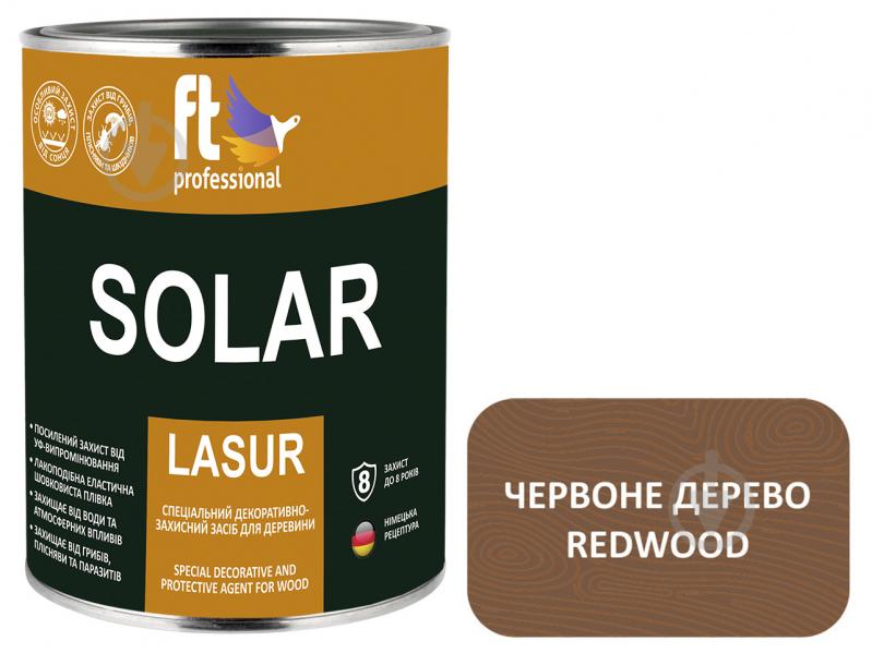 Защитное средство FT Professional SOLAR LASUR красное дерево шелковистый мат 0,9 л - фото 1