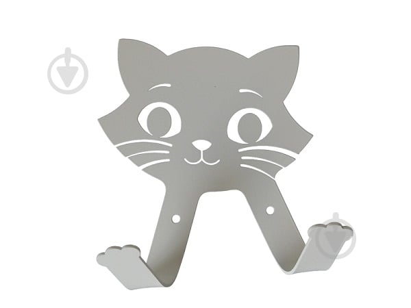 Вешалка декоративная Котик на 2 крючка белый - фото 2