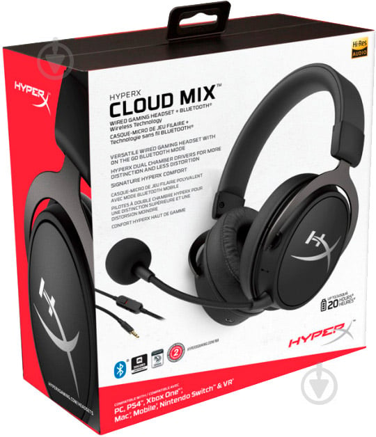 Навушники HyperX Cloud MIX Wired Gaming Headset + Bluetooth black (4P5K9AA) - фото 6