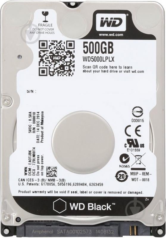 Жорсткий диск Western Digital black 500 ГБ 2,5" SATA III (WD5000LPLX) - фото 1