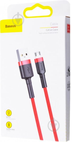 Кабель BASEUS USB to Micro 2.4A (CAMKLF-B09) 1 м червоний (964088) - фото 4