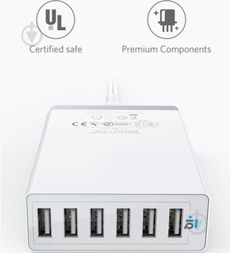 Зарядное устройство Anker PowerPort 6 60W USB Power IQ V3 - фото 7