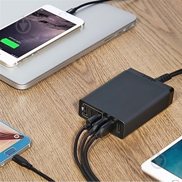 Зарядное устройство Anker PowerPort 6 Lite - 30W 6xUSB PowerIQ Black - фото 3