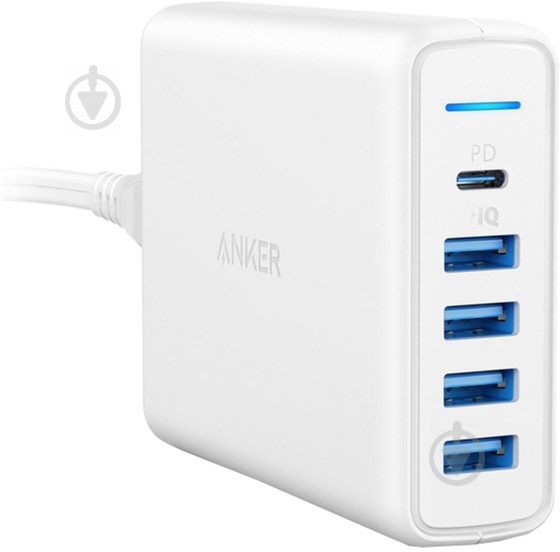 Зарядний пристрій Anker PowerPort Speed PD 5 60W 1xPD & 4xPIQ V3 White - фото 1