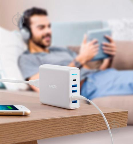 Зарядний пристрій Anker PowerPort Speed PD 5 60W 1xPD & 4xPIQ V3 White - фото 2