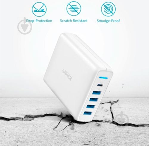 Зарядное устройство Anker PowerPort Speed PD 5 60W 1xPD & 4xPIQ V3 White - фото 5