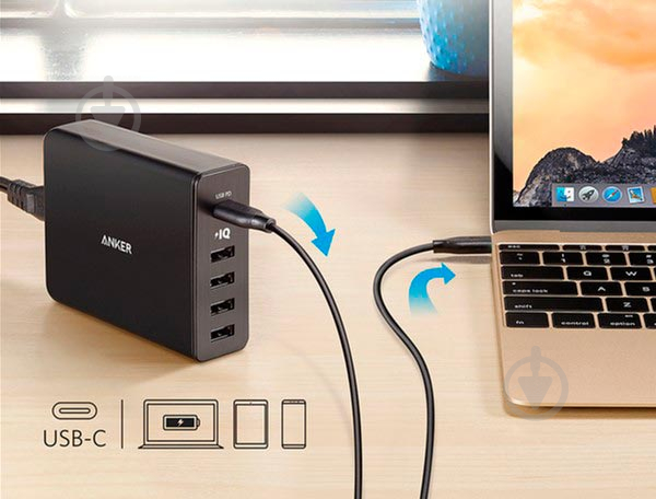 Зарядний пристрій Anker PowerPort+ 5 - 60W 1xPD & 4xPIQ V3 - фото 3