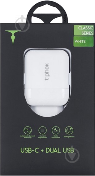 Зарядное устройство T-PHOX Classic 24Вт 1 х USB Type-C + 2 х USB White - фото 6