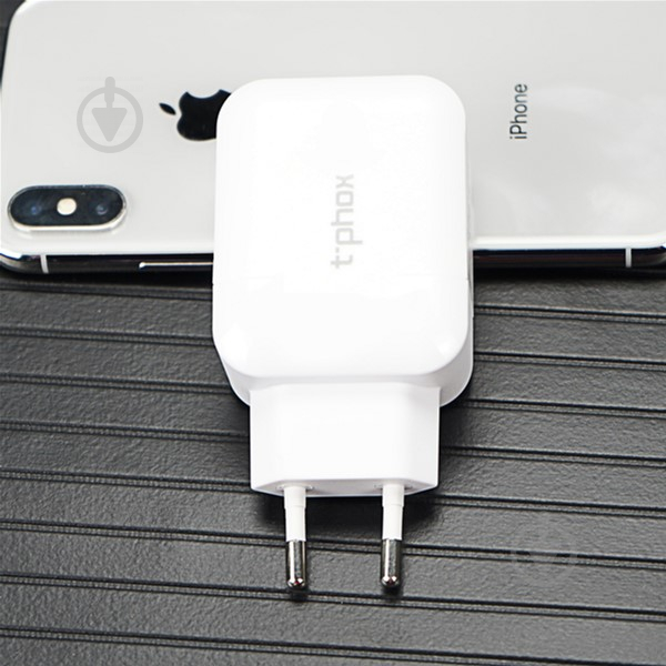 Зарядное устройство T-PHOX Classic 24Вт 1 х USB Type-C + 2 х USB White - фото 5