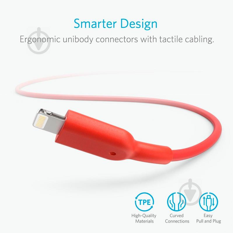 Кабель Anker USB – Apple Lightning 0,9 м Red (A8432H91) V3 PowerLine II - фото 5