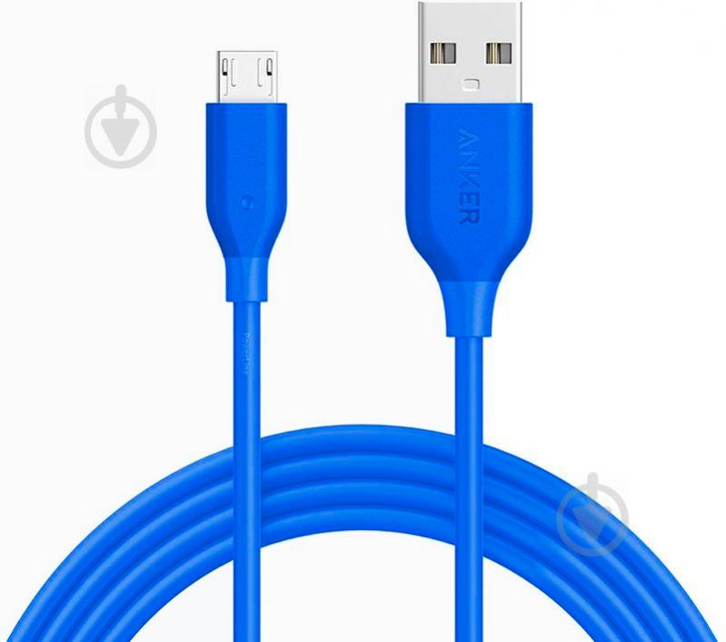 Кабель Anker microUSB 0,9 м Blue (A8132H31) POWERLINE V3 - фото 1