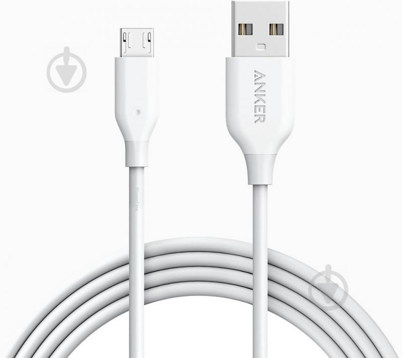 Кабель Anker microUSВ 1,8 м white (A8133H21) POWERLINE V3 - фото 1