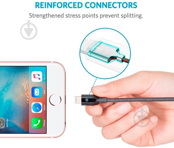 Кабель Anker USB – Apple Lightning 3 м Grey (A8123HA1) Powerline plus V2 - фото 5