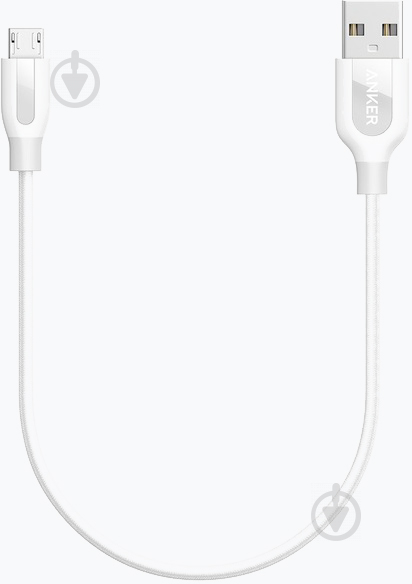 Кабель Anker microUSВ 0,3 м white (A8141021) Powerline plus - фото 1