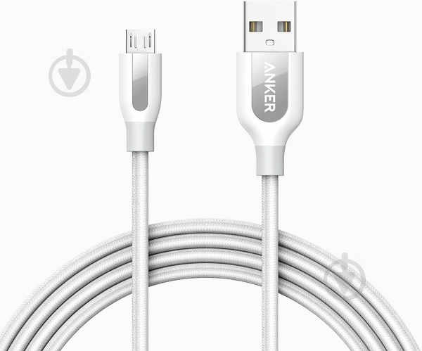 Кабель Anker microUSB 1,8 м white (A8143H21) Powerline plus V3 - фото 1