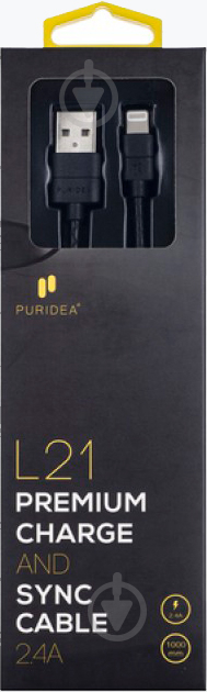 Кабель PURIDEA USB – Apple Lightning 0,2 м (L21-Lightning (0.2m) Black) L21 - фото 2