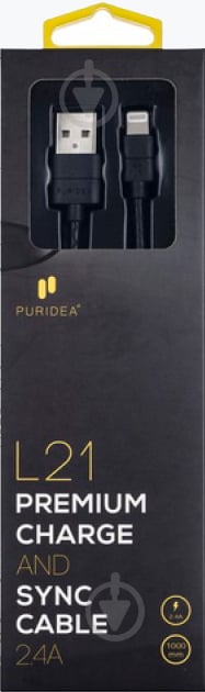 Кабель PURIDEA USB – Apple Lightning 1 м Black (L21-Lightning Black) L21 - фото 2