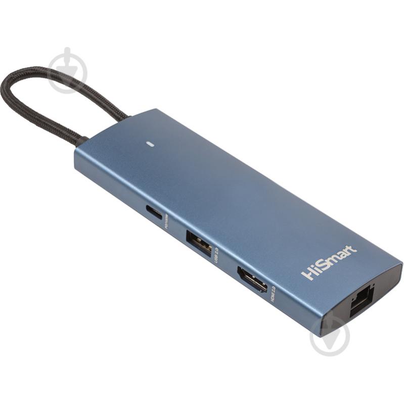 USB-хаб HiSmart HDMI + 2хUSB 3.0 + PD 100W + USB 2.0 + SD/TF 3.0 + LAN RJ45 - фото 3