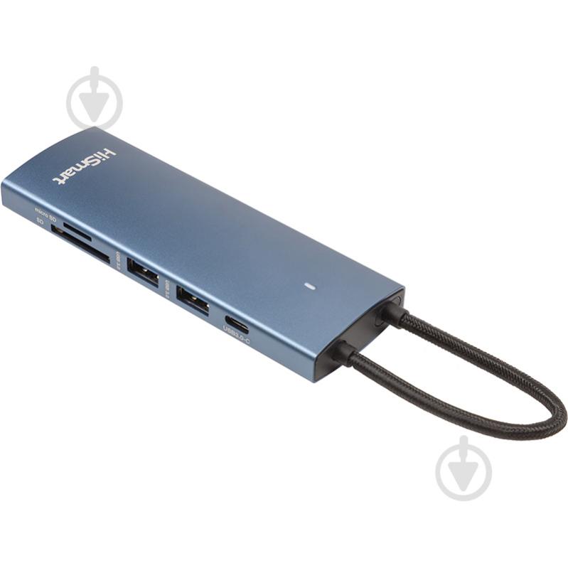 USB-хаб HiSmart HDMI + 2хUSB 3.0 + PD 100W + USB 2.0 + SD/TF 3.0 + LAN RJ45 - фото 2