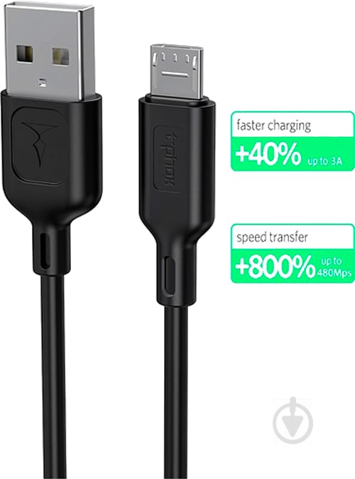 Кабель T-PHOX USB – microUSB 1,2 м чорний (T-M829 Black) - фото 9