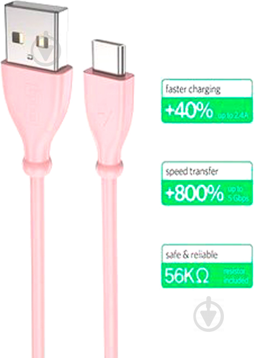 Кабель T-PHOX USB – microUSB 1 м рожевий (T-C817 Pink) - фото 6