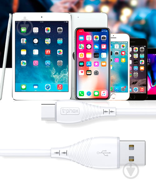 Кабель T-PHOX 1 м белый (T-C830 White) USB Cable - USB-C - фото 5