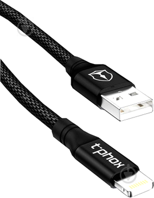 Кабель T-PHOX Lightning – USB 1,2 м чорний (T-L810 Black) - фото 1