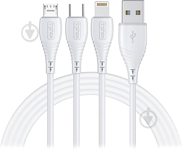 Кабель T-PHOX microUSВLightning – USBUSB Type-C 1,2 м белый (T-F831 White) PLUS 3 - 3IN1 - фото 1