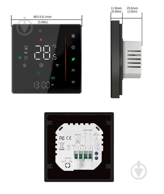 Терморегулятор Heat Plus BHT-300 черный Wi-Fi - фото 2