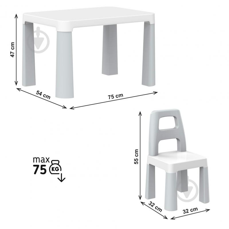 Набор ТехноК Детский стол с двумя стульями 0150 бело-серый - фото 5