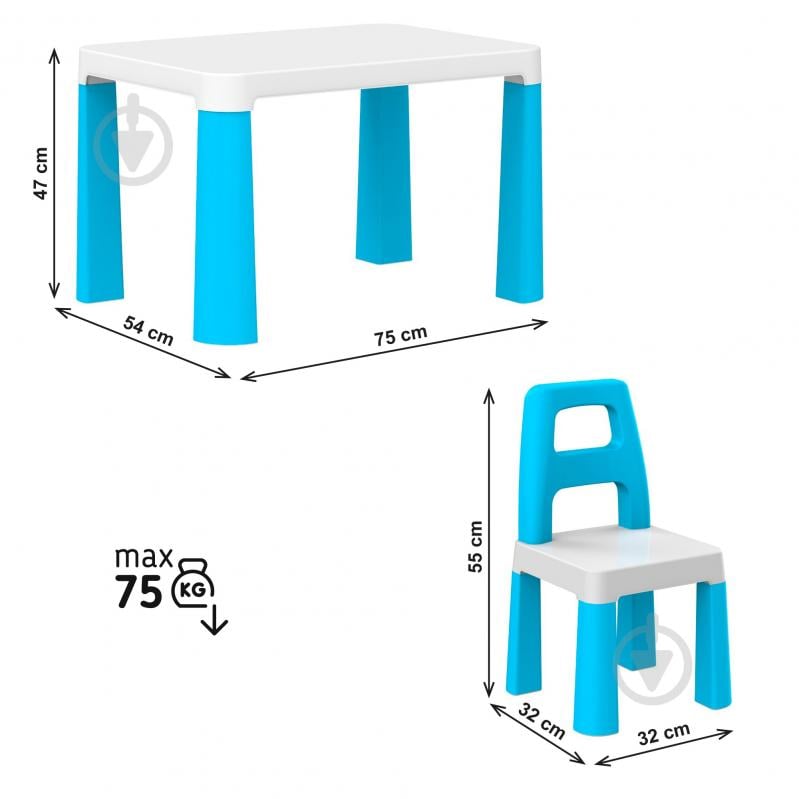 Набор ТехноК Детский стол с двумя стульями 0471 белый/голубой - фото 5