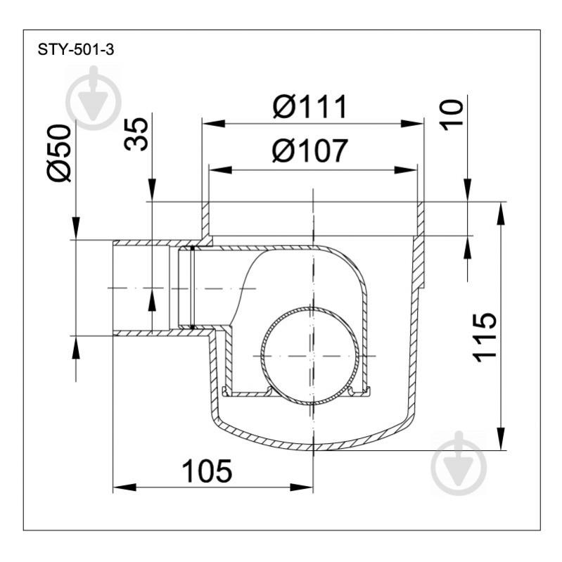 Душовий трап Styron STY-501-3 з горизонтальним випуском DN 50 - фото 2