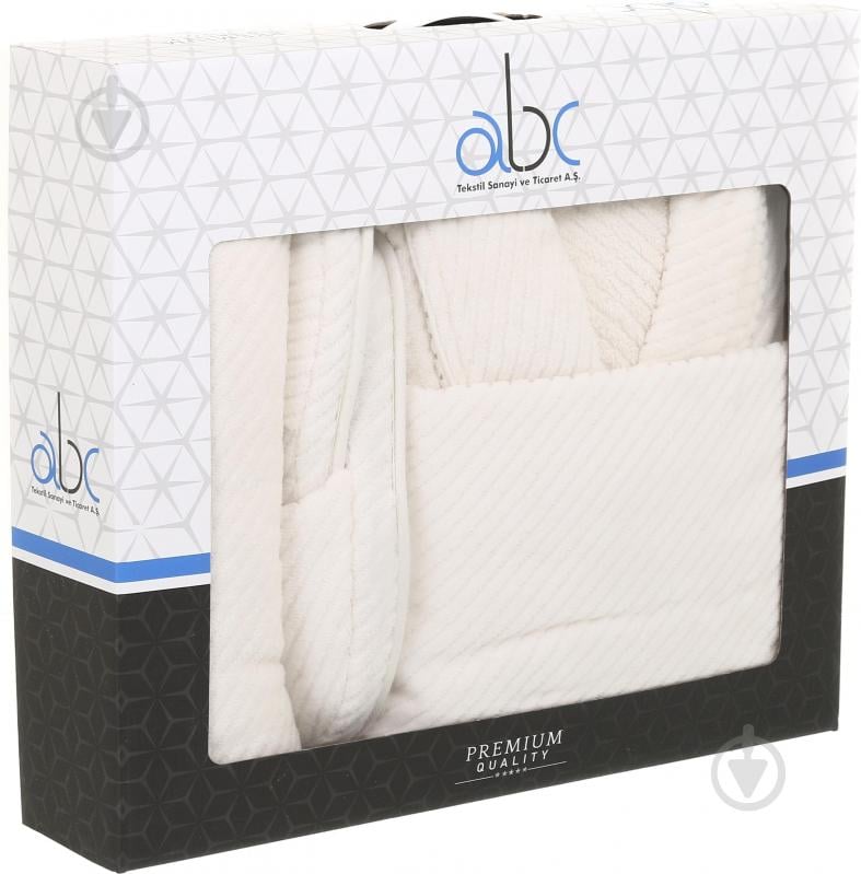 Набор полотенец ABC с халатом и домашней обувью р. M кремовый - фото 2 Набор полотенец ABC с халатом и домашней обувью р. M кремовый - фото 2