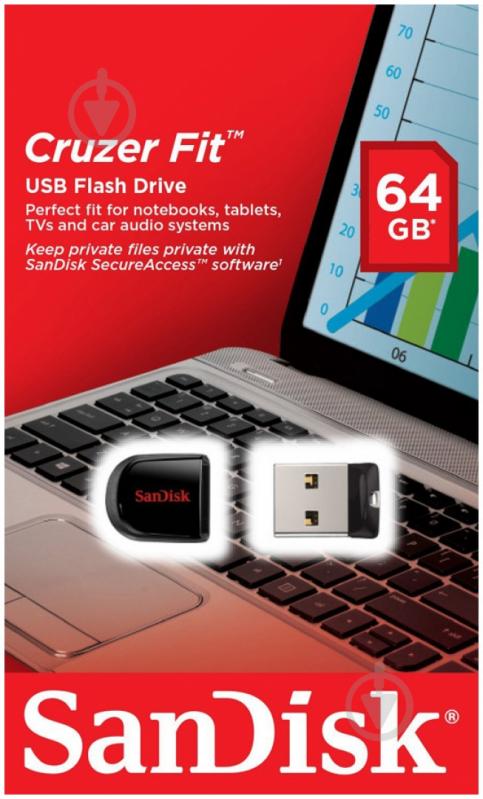 Флеш-память USB SanDisk Cruzer Fit 64 ГБ USB 2.0 (SDCZ33-064G-B35) - фото 6