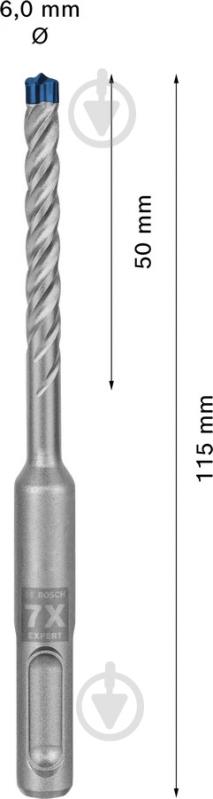 Набор буров Bosch Expert SDS-plus 6x50 мм 115 мм 30 шт. 2608900180 - фото 6