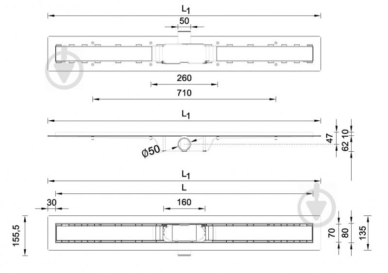 Линейный трап для душа Styron STY-D-70 с решеткой Капли 700 мм - фото 8