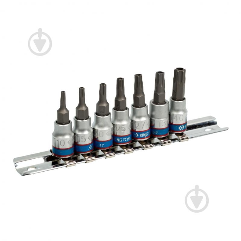 ᐉ Набор бит KING TONY TORX 1/4" с отверстием (на планке) 7 шт. 2107PR