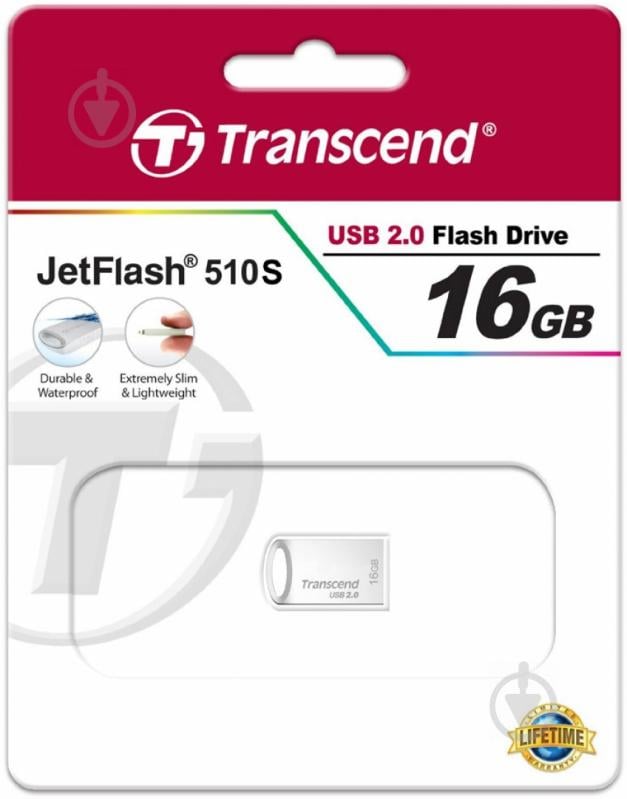 Флеш-пам'ять USB Transcend JetFlash 510 16 ГБ USB 2.0 silver (TS16GJF510S) - фото 4