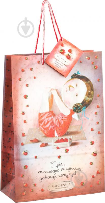 Пакет паперовий Полуничні мрії Gapchinska 25,5х17х7 - фото 1 Пакет паперовий Полуничні мрії Gapchinska 25,5х17х7 - фото 1