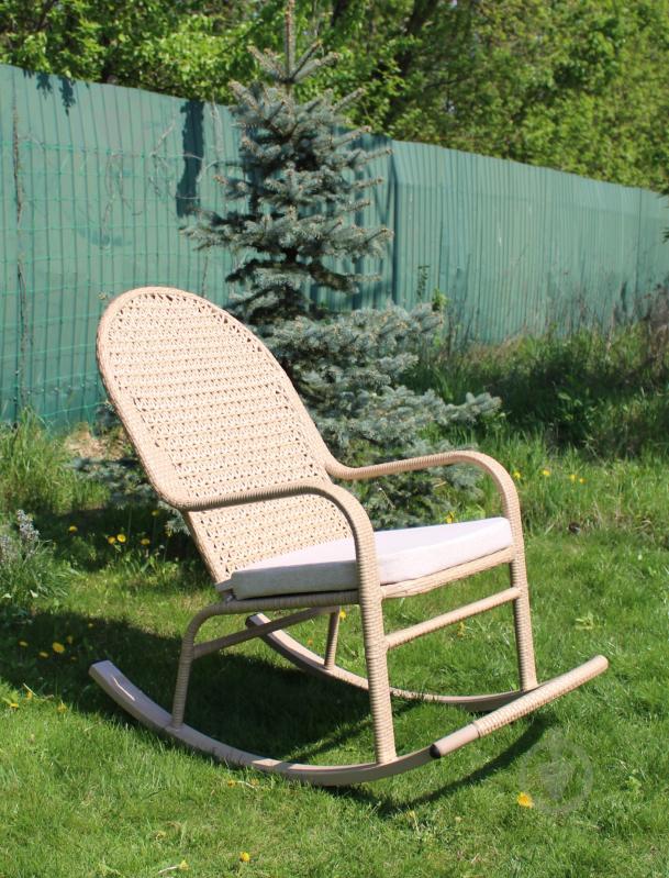 Кресло-качалка GreenGard плетеное Relax (бежевая+подушка бежевая) - фото 2