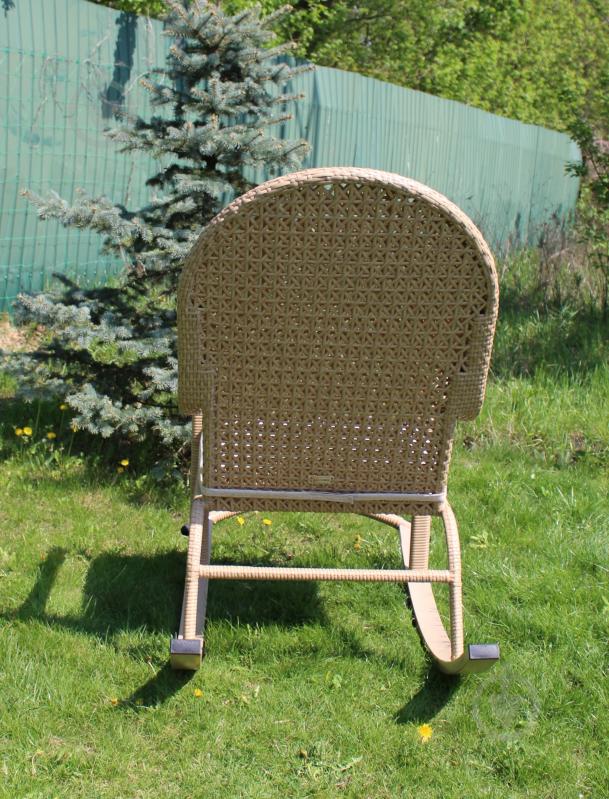 Кресло-качалка GreenGard плетеное Relax (бежевая+подушка бежевая) - фото 3