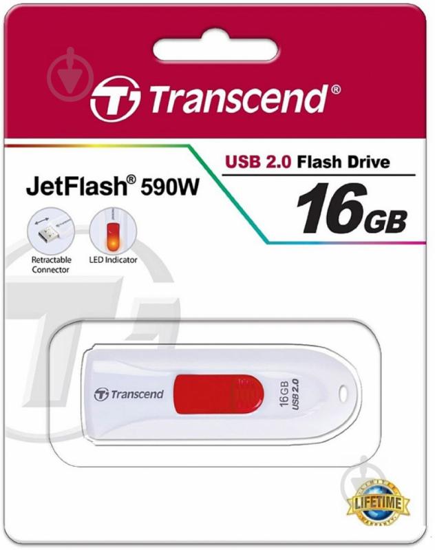 Флеш-пам'ять USB Transcend JetFlash 590 16 ГБ USB 2.0 white (TS16GJF590W) - фото 4