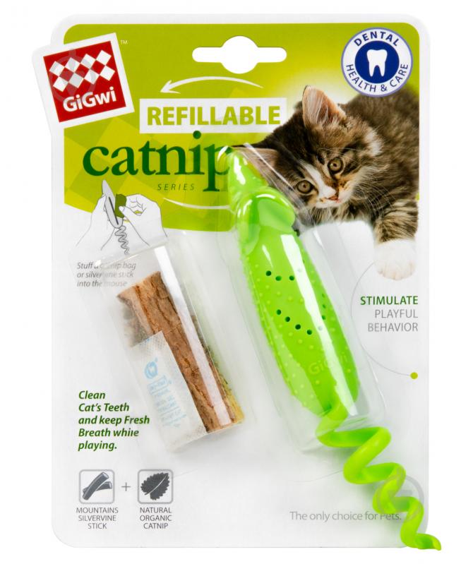 Игрушка для котов GiGwi Мышка резиновая Refillable Catnip 16,5 см - фото 2