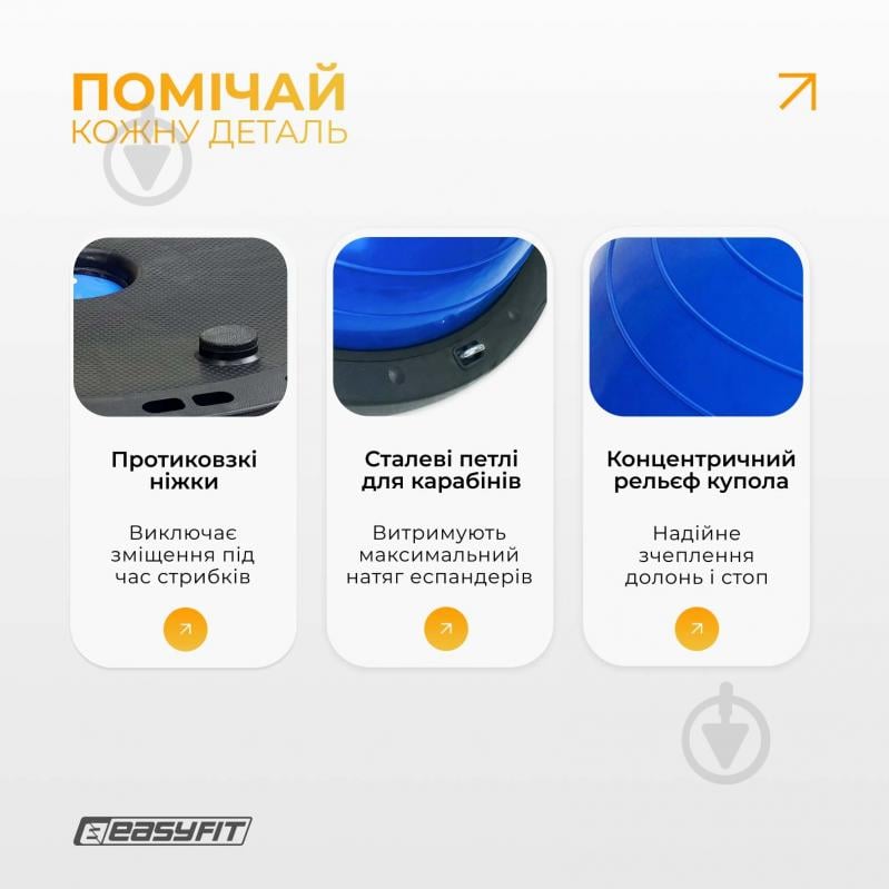 Балансировочная платформа EasyFit Bosu Ball 60 см с ножками синий (EF-2322) - фото 4