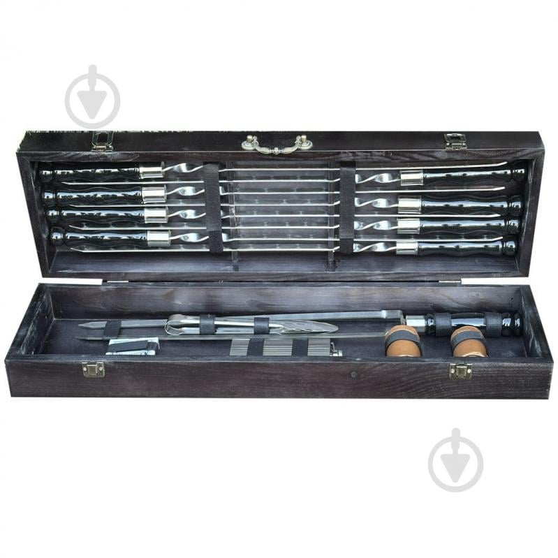 Набір шампурів Metalzavod "Джура" ручної роботи чорний - фото 1 Набір шампурів Metalzavod "Джура" ручної роботи чорний - фото 1