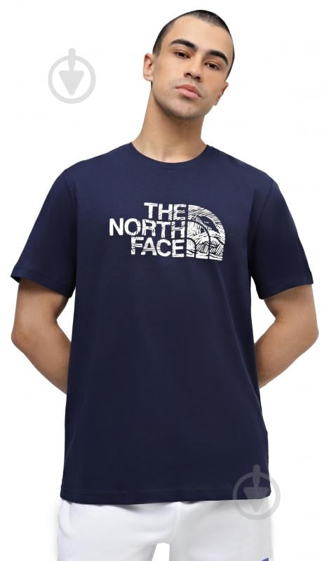 Футболка THE NORTH FACE M S/S WOODCUT DOME TEE NF0A87NX8K21 р.2XL синий - фото 1