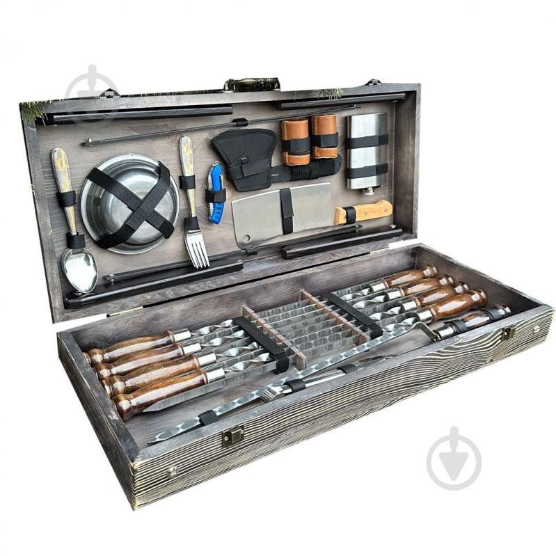 Набор шампуров Metalzavod кейс-стол "Просто неба" темная текстура - фото 2 Набор шампуров Metalzavod кейс-стол "Просто неба" темная текстура - фото 2